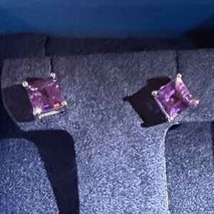 SilverAmethyst Stud Earrings